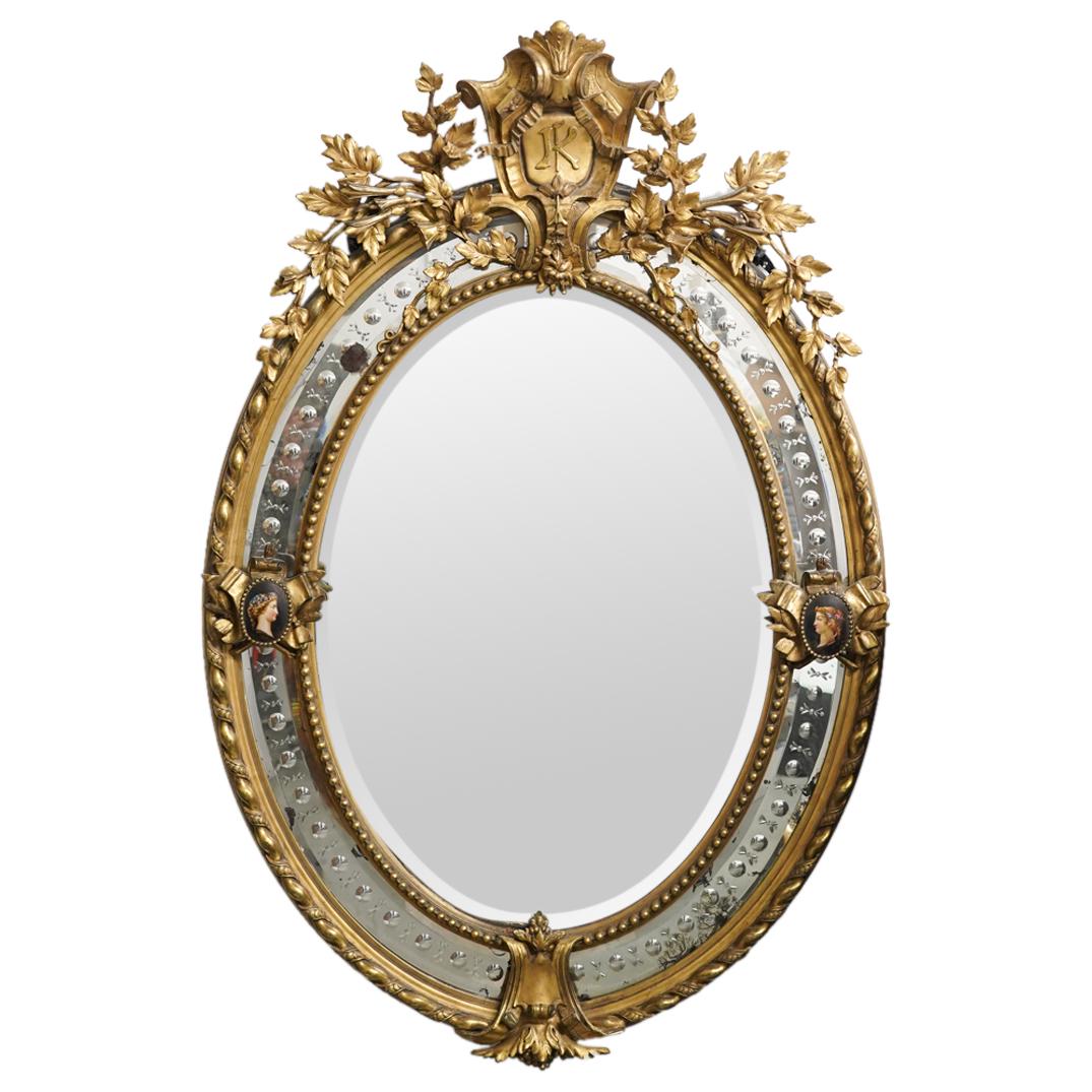 19th Cent. French Louis XVI Giltwood Mirror (1 of 9)