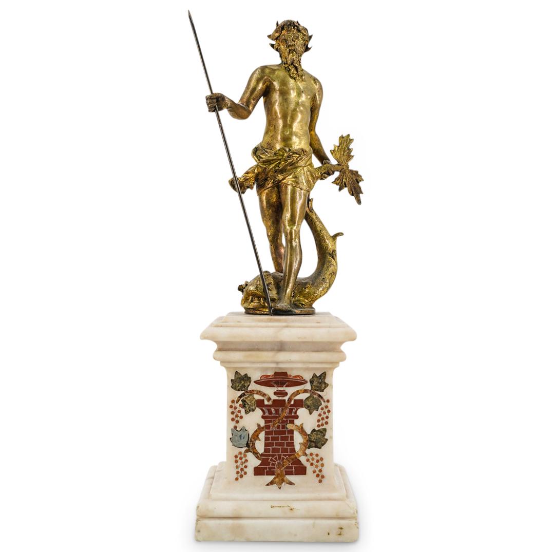 Antique Italian Poseidon Bronze On Marble Plinth (1 of 10)