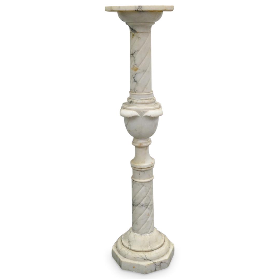 Italian Twisted White Alabaster Octagonal Pedestal (1 of 8)
