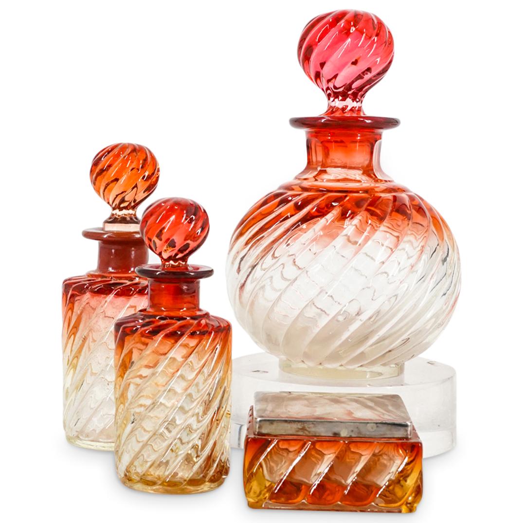 (4 Pc) Baccarat Crystal "Amberina" Vanity Set (1 of 16)