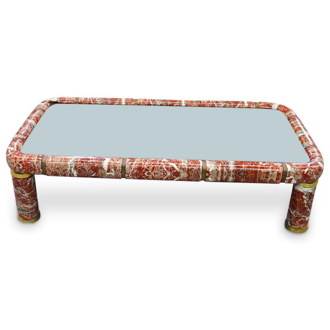 Tommaso Barbi Coffee Table Mid Century Marbleized Ceramic C. 1970s (1 of 7)