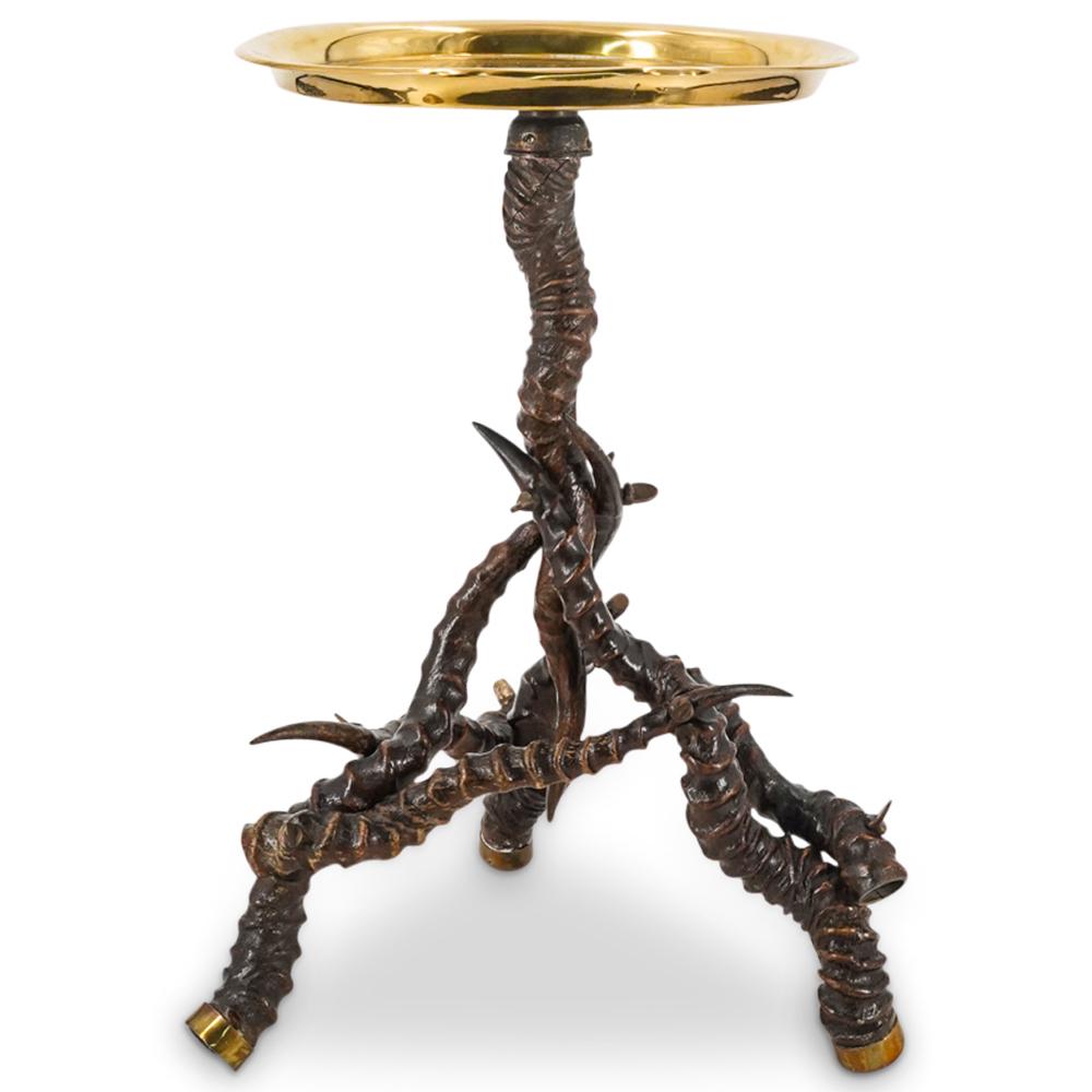 Vintage Brass Mounted Kudu Horn Occasional Table Auction