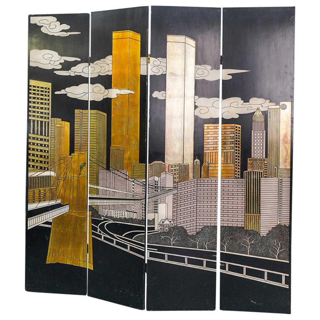 Art Deco Revival 4-Panels Folding Screen (1 of 11)