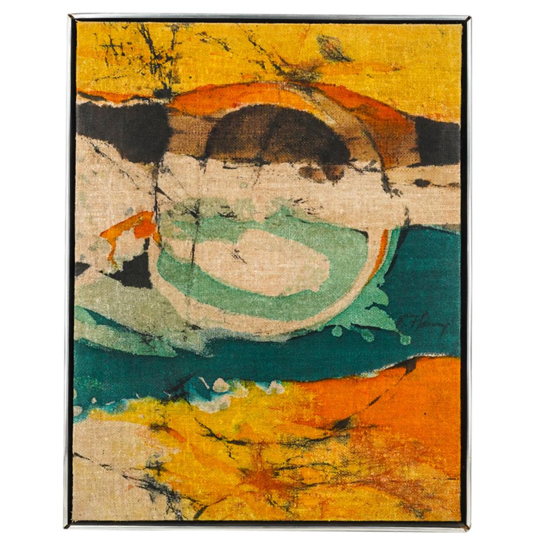 Ray Frost Flemming (20th Century) Mixed Media Abstract on Canvas Painting (1 of 6)