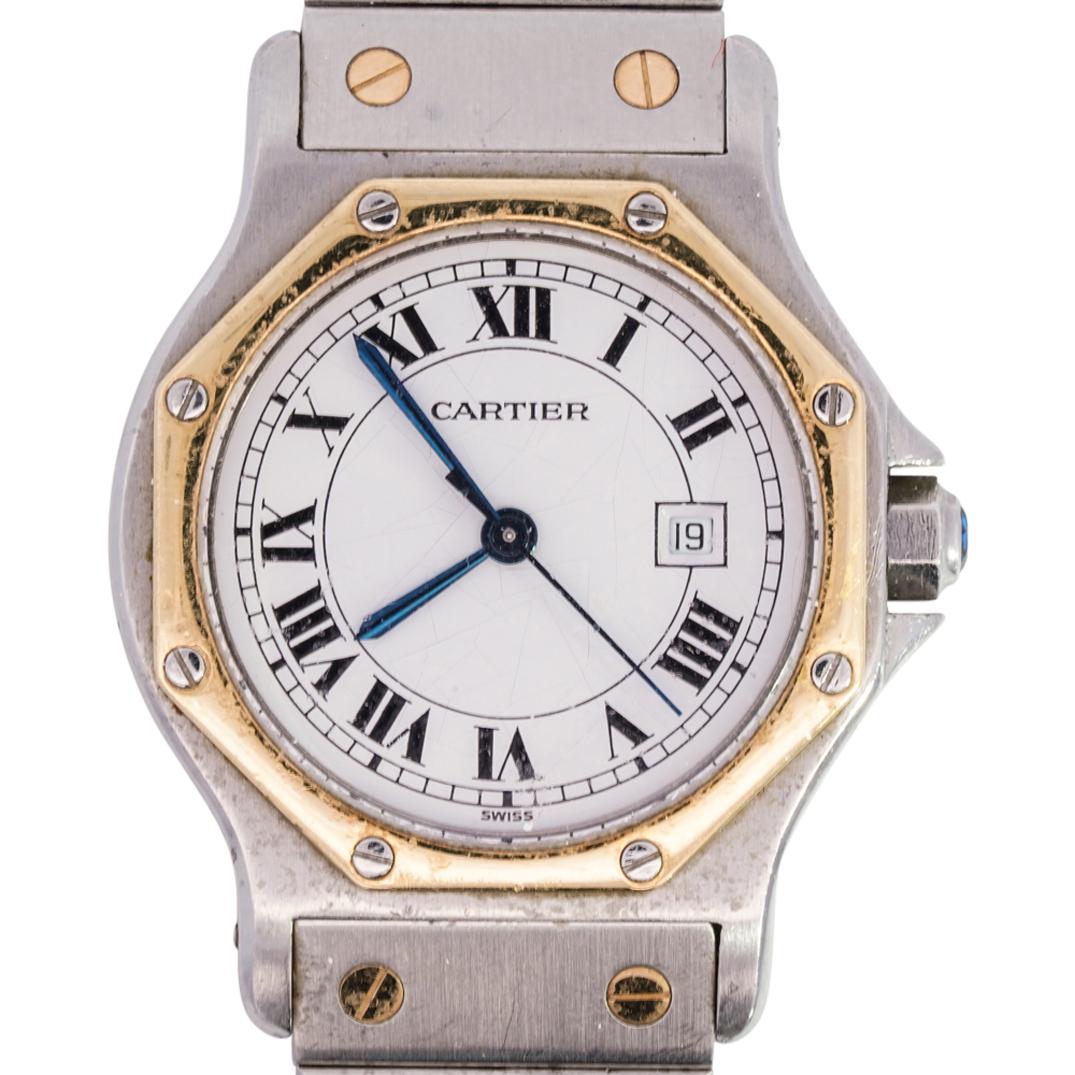 Cartier Santos Octagon 18k Gold Steel Watch 2966 (1 of 10)