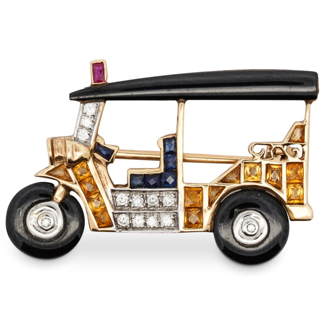 Art Deco Platinum & 18k Gold Car Pin Brooch (1 of 3)