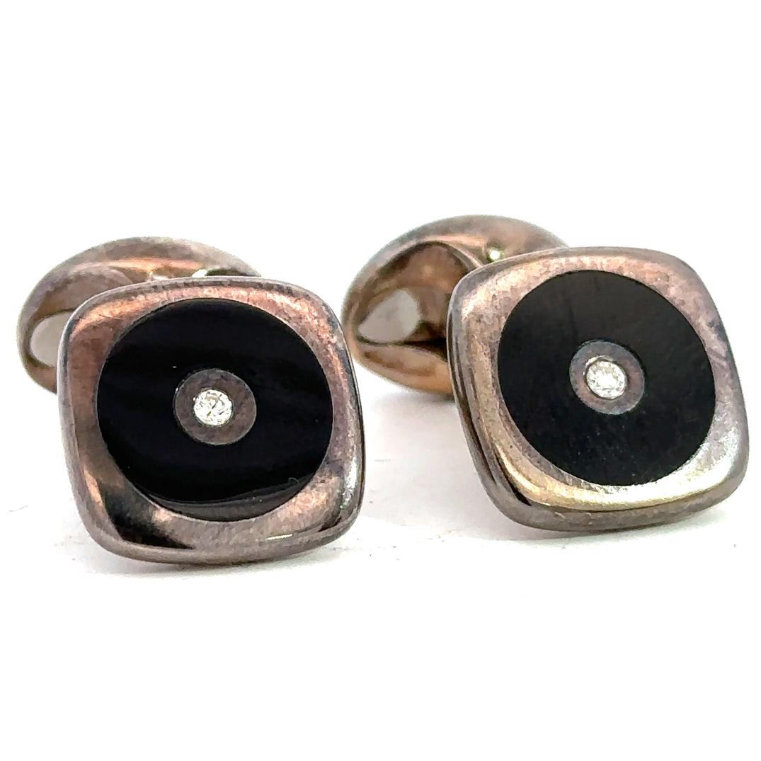 Deakin Francis Sterling Silver and Onyx Cufflinks (1 of 4)