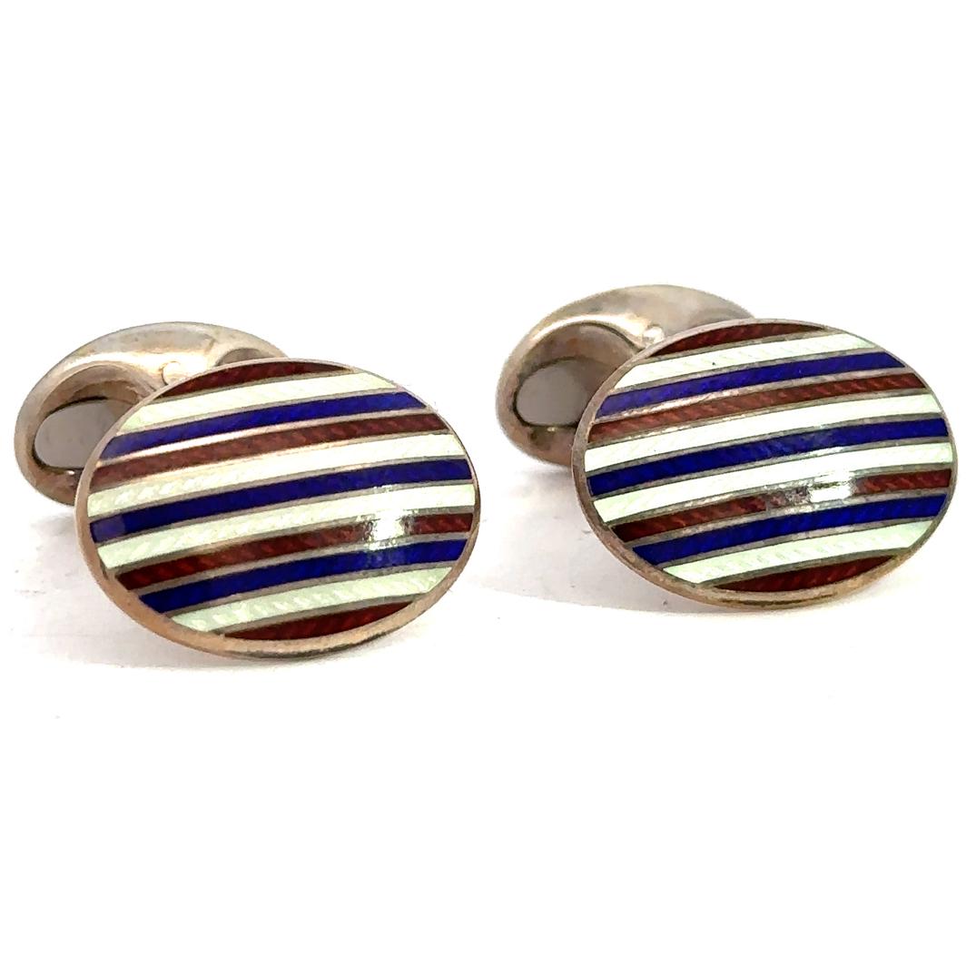 Deakin Francis Sterling Silver and Enamel Cufflinks (1 of 2)