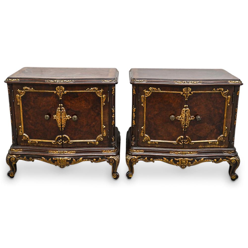Pair Of Antique French Carved Wood Bedside Night Tables (1 of 9)
