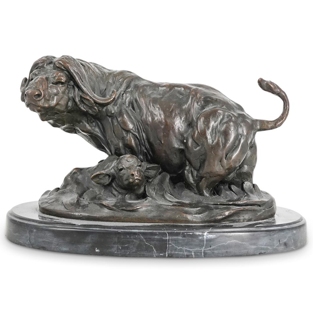 Miguel Lopez (Portuguese, B. 1955) Water Buffalo W/ Calf Bronze (1 of 8)