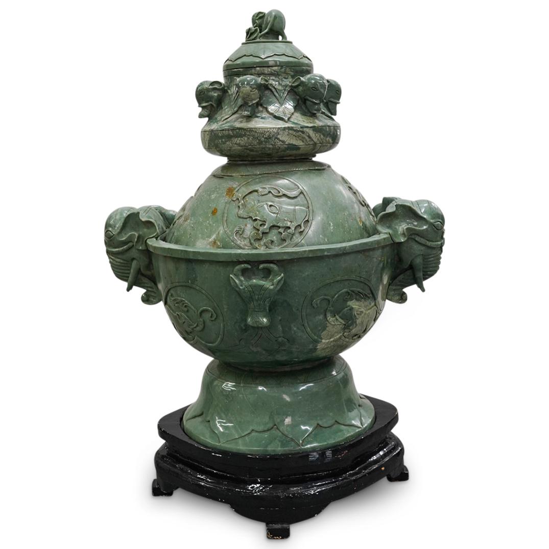 Monumental Vintage Chinese Carved Hardstone Double Urn (1 of 15)