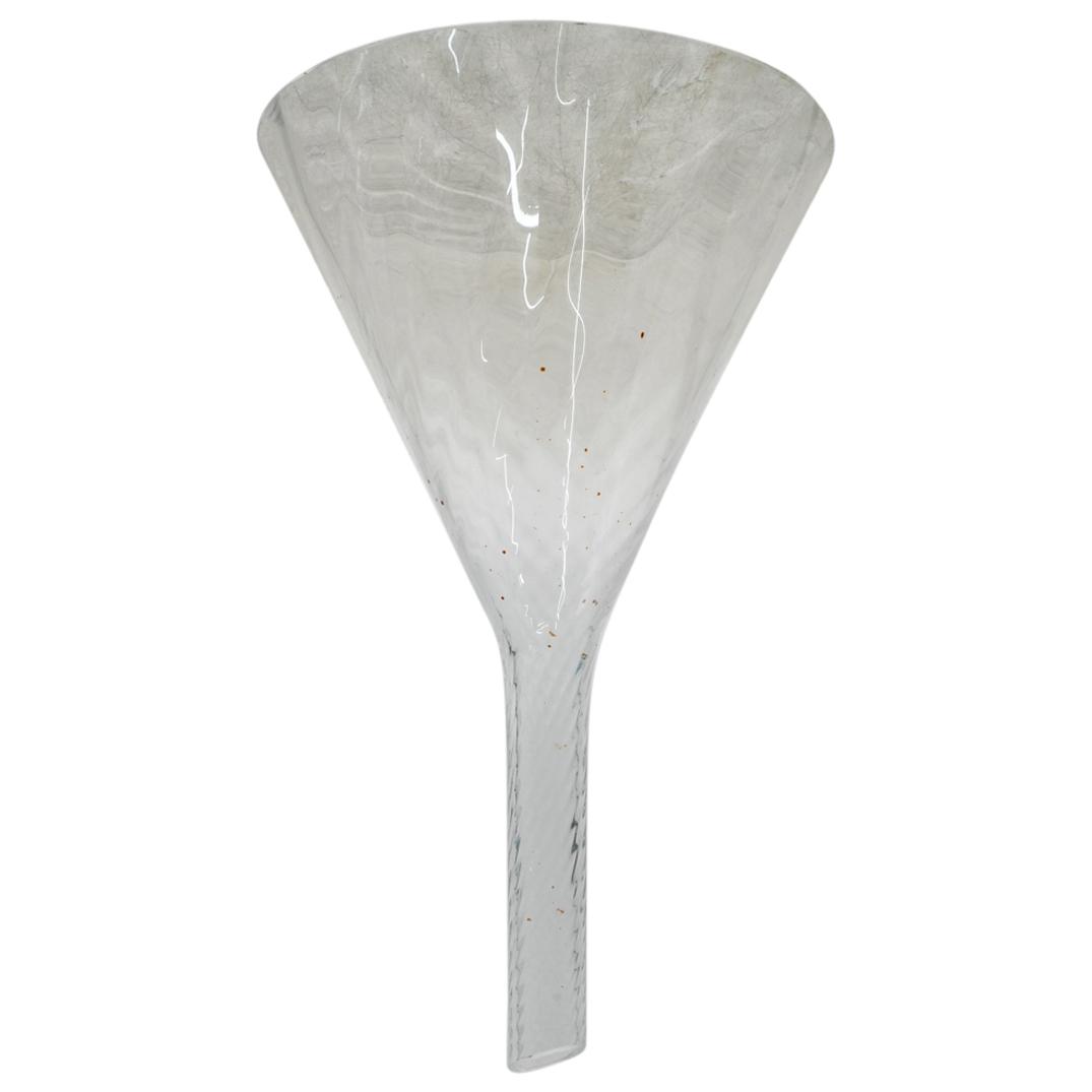 William Yeoward Crystal Funnel: DESCRIPTION: Crystal funnel by William Yeoward featuring internal, twisted ribbing on its flared end and external twisted ribbing on its narrow end. CIRCA: 20th Century ORIGIN: England DIMENSIONS: H: