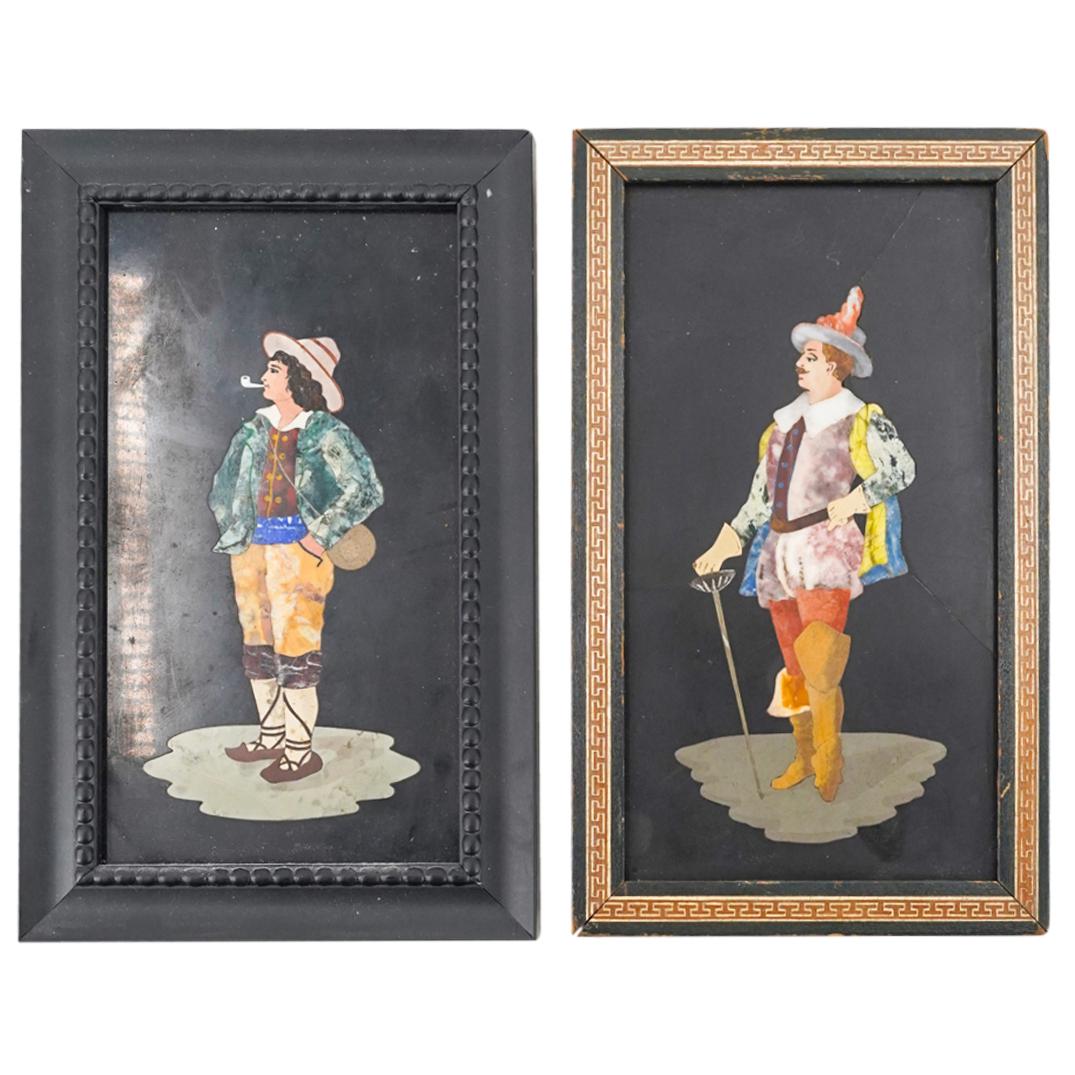 (2 Pc) Italian Vintage Pietra Dura Men's Portraits (1 of 7)