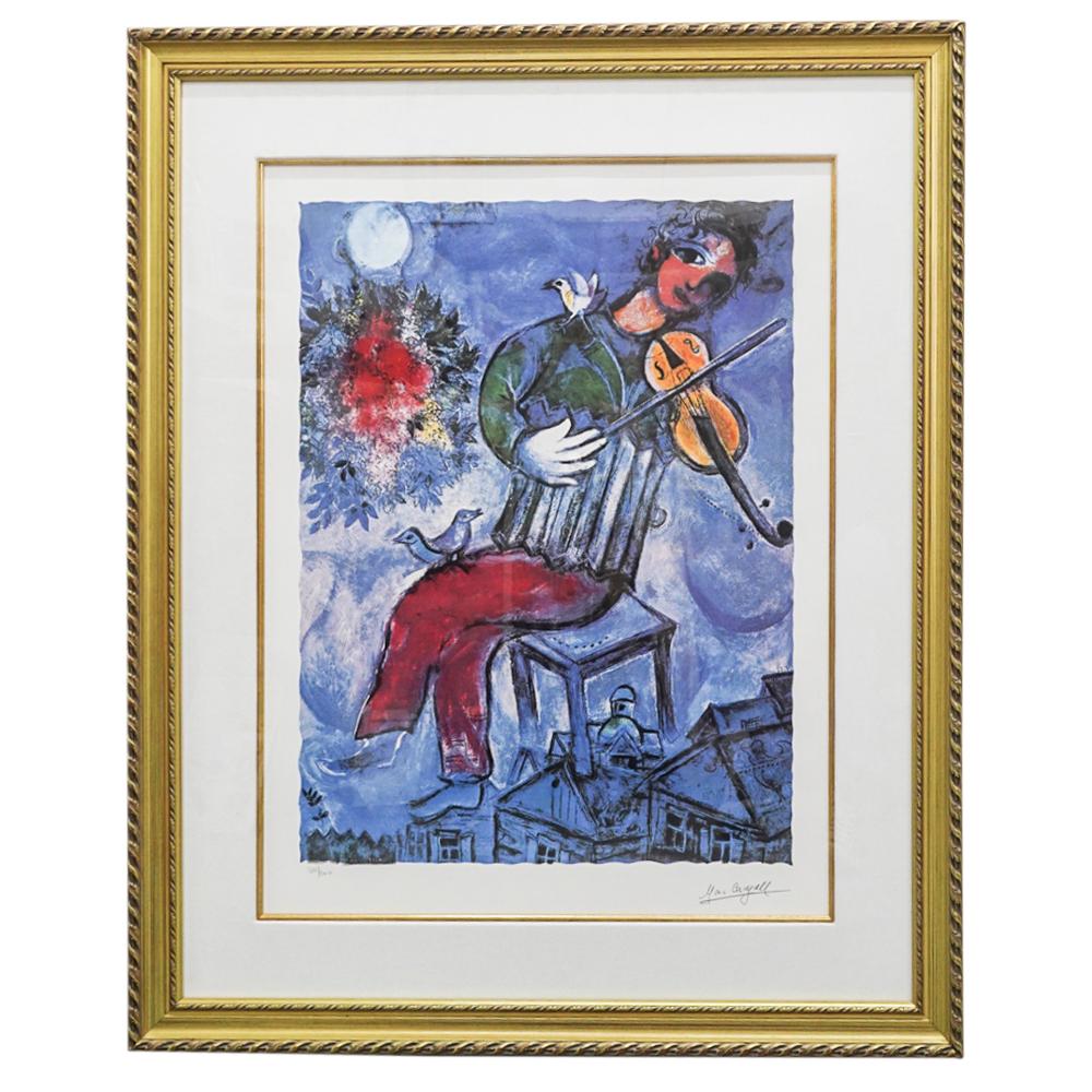 After Marc Chagall "Le Violoniste Bleu" Offset Lithograph (1 of 8)
