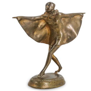 After Josef Lorenzl "Gefangener Vogel" Art Deco Bronze Sculpture: DESCRIPTION: Antique Austrian Art Deco patinated bronze small figural sculpture titled "Captive bird" ("Gefangener Vogel") after Josef Lorenzl (Austrian, 1892) for Goldscheider. With engraved number o