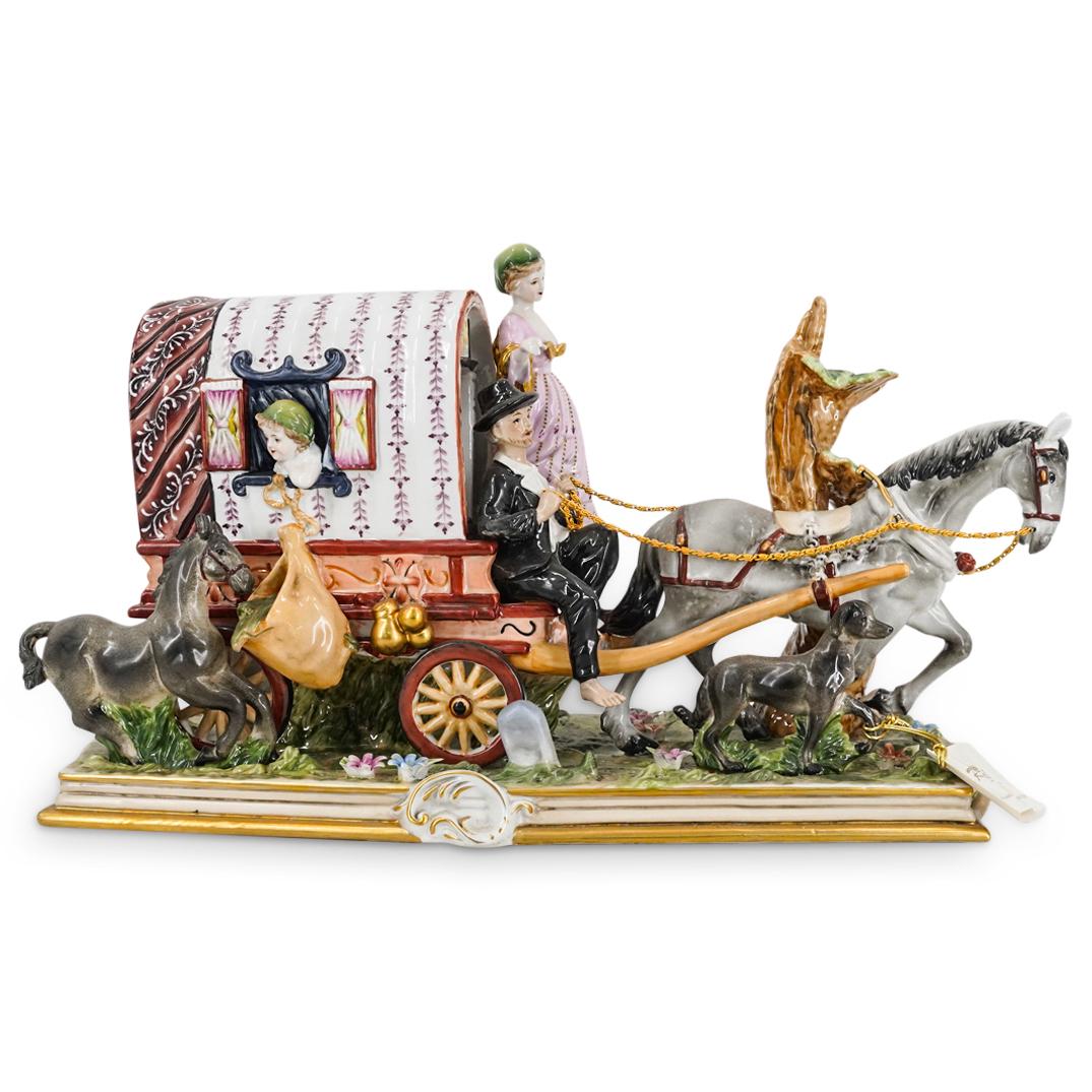 Large Italian "Carriage" Figural Group Porcelain Sculpture (1 of 13)