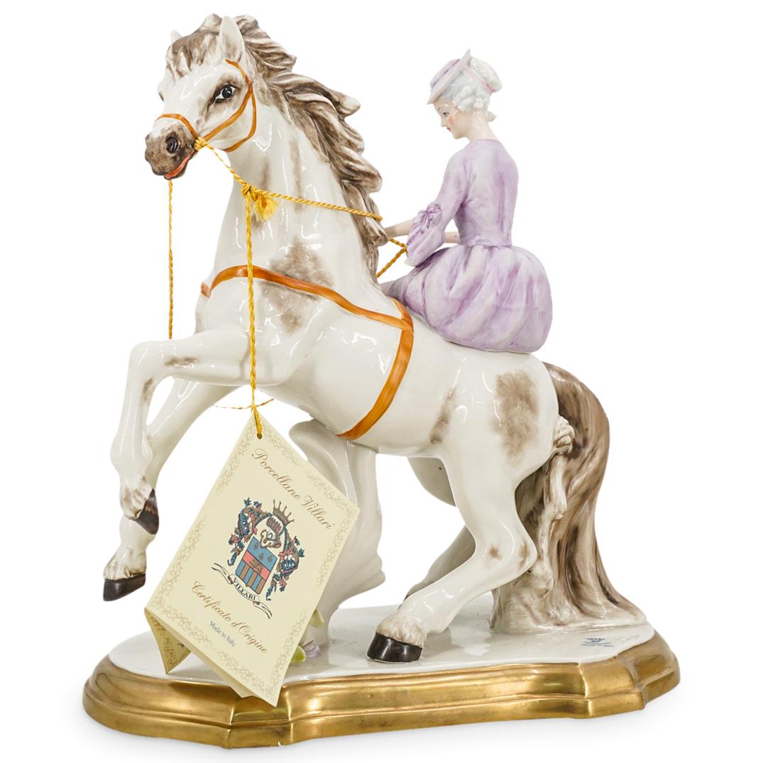 置物：【Auro Belcari】『Woman Horse Riding』 Auro Belcari Lady on a Horse Statue Capodimonte Italy