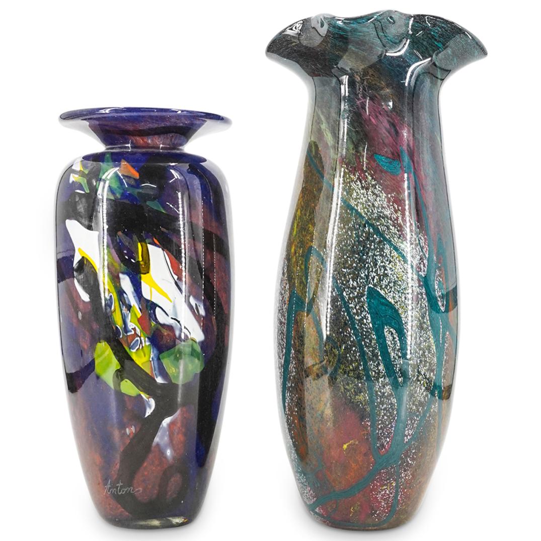 (2Pc) Anton Signed Art Glass Vases (1 of 15)