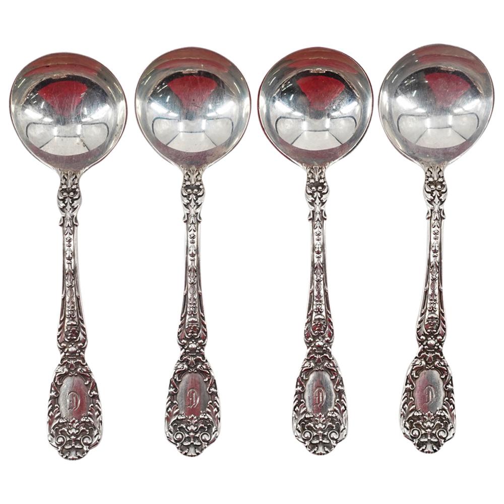 (4 Pc) Antique Gorham Sterling Silver Bouillon Spoons (1 of 10)