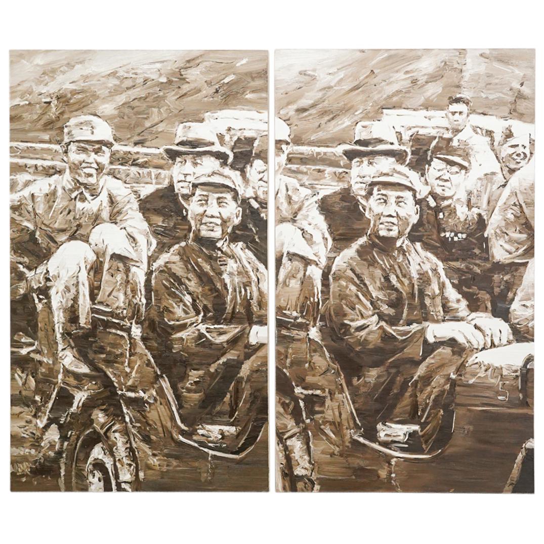 Xiao Bo (B. 1975) "6 Visiting 6" (Pair) Oil on canvas (1 of 16)