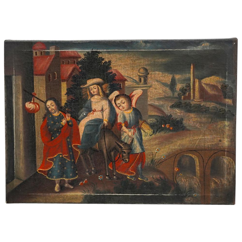 Antique Cuzco School Painting On Canvas (1 of 10)