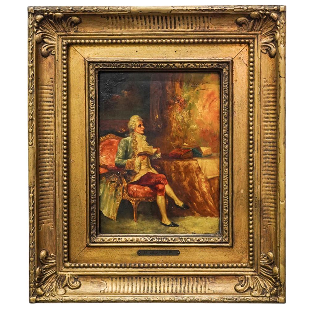 Antique French Oil Painting On Wooden Plaque (1 of 5)