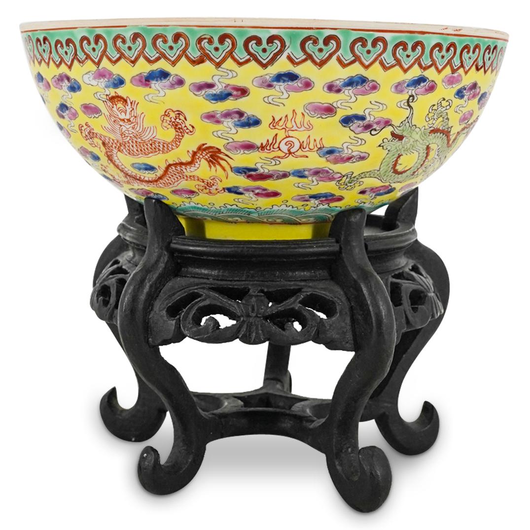 Antique Chinese Famille Jaune Eggshell Porcelain Bowl (1 of 7)