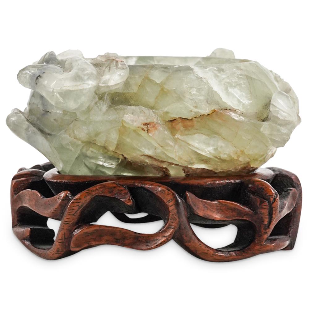 Chinese Quartz Brush Pot With Base (1 of 7)