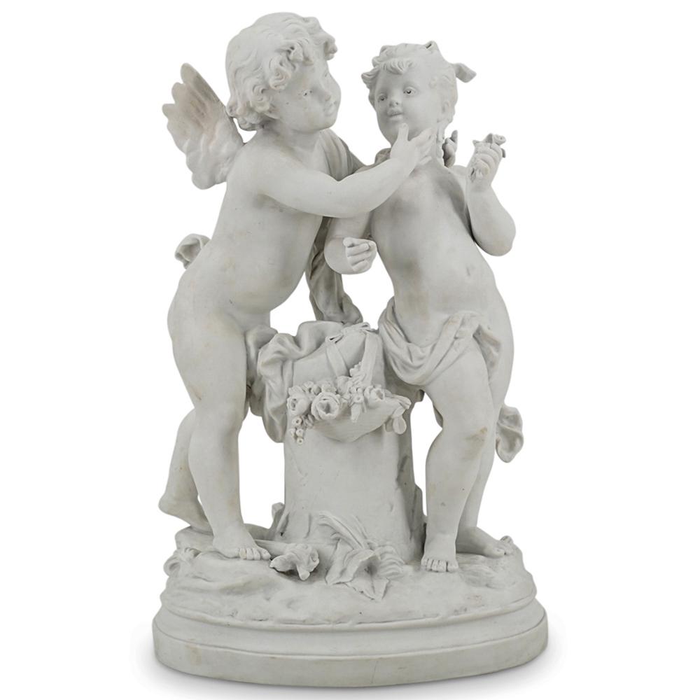 Signed H. Moreau Sevres Bisque Porcelain Statue Of Cupid And Girl (1 of 11)