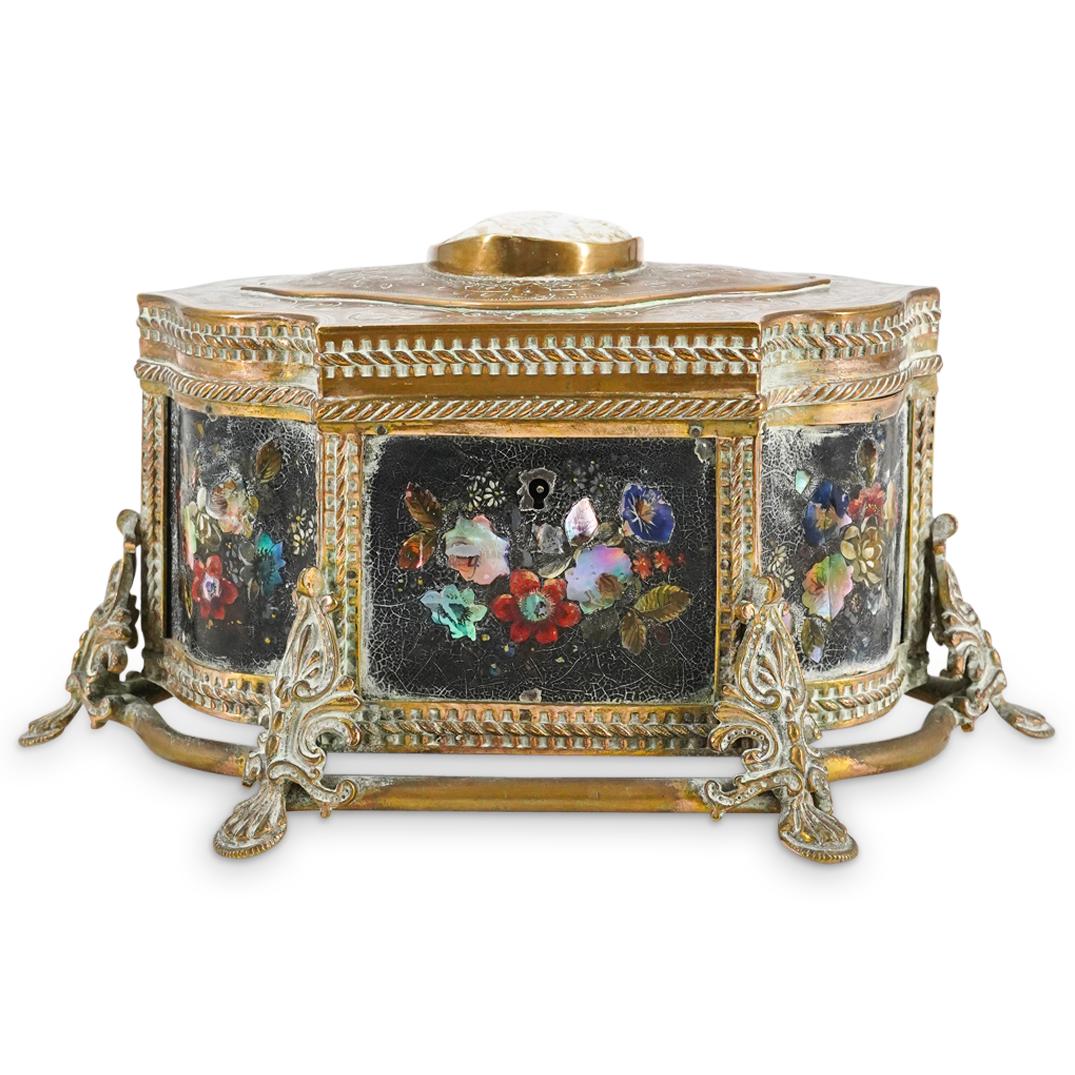 Antique French Brass Cameo Vanity Box (1 of 7)