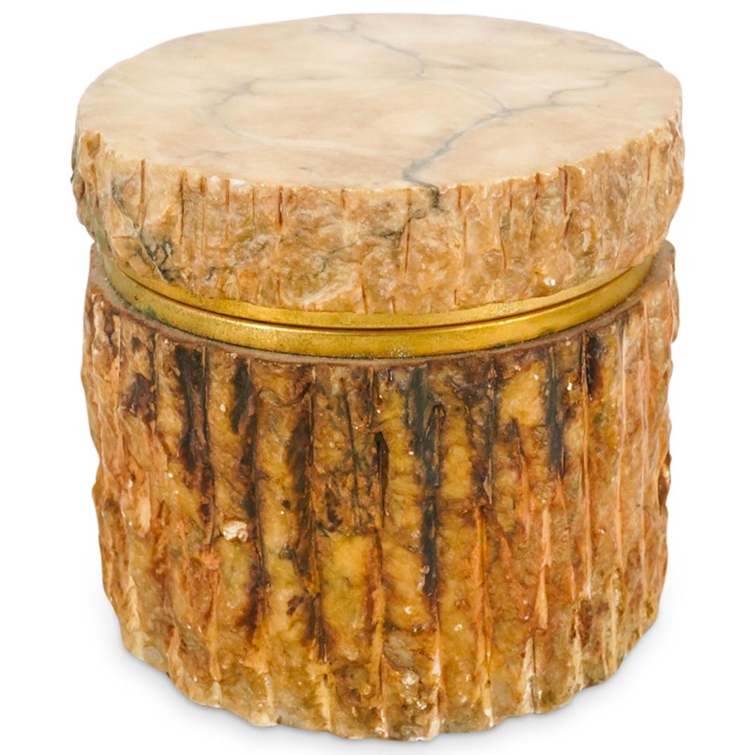 Vintage Alabaster Cylindrical Hinged Lidded Box (1 of 10)