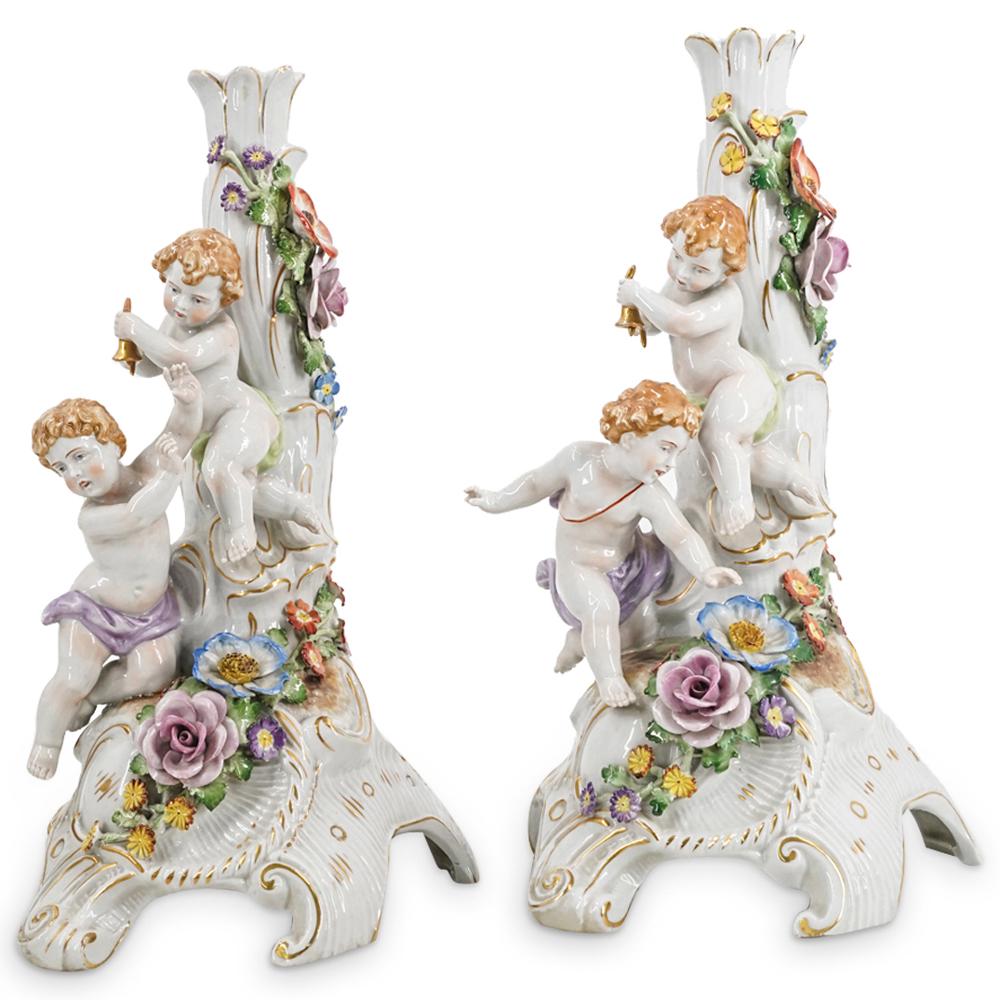 Pair Of Antique German Von Schierholz Porcelain Candlesticks (1 of 12)