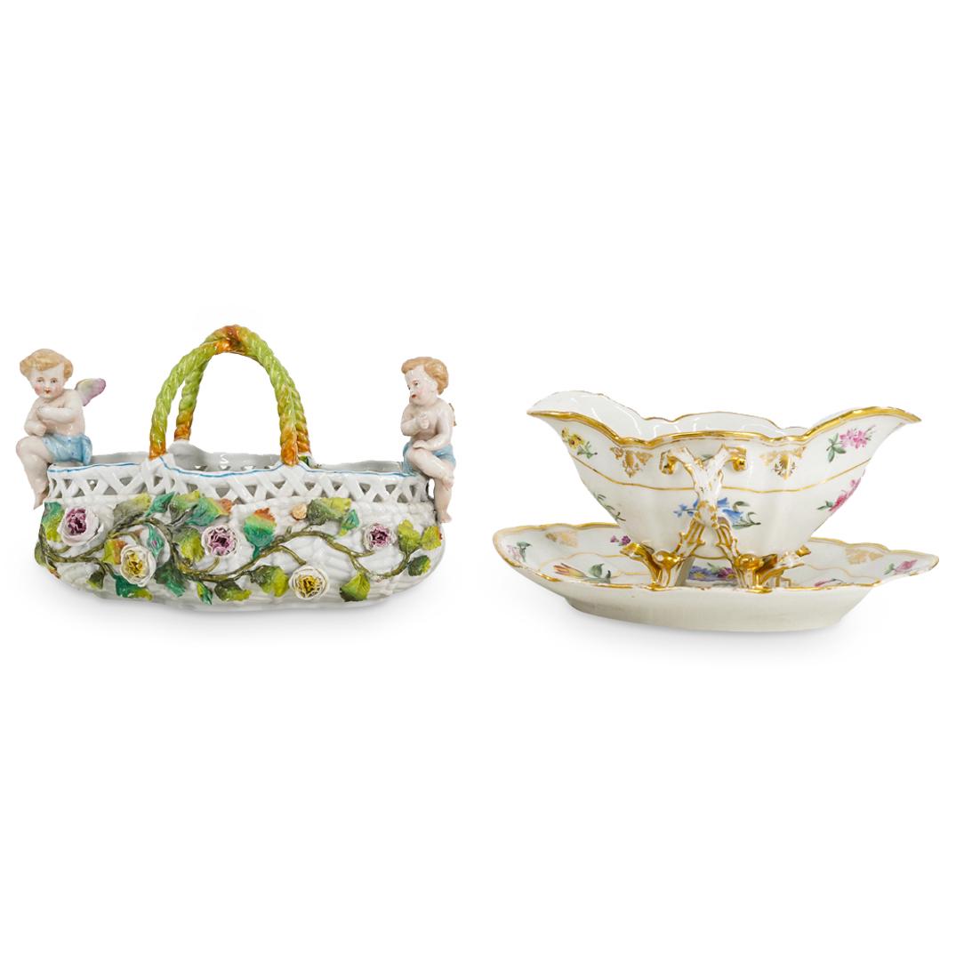 Antique Hand Painted Porcelain Basket & Gravy Boat (1 of 15)