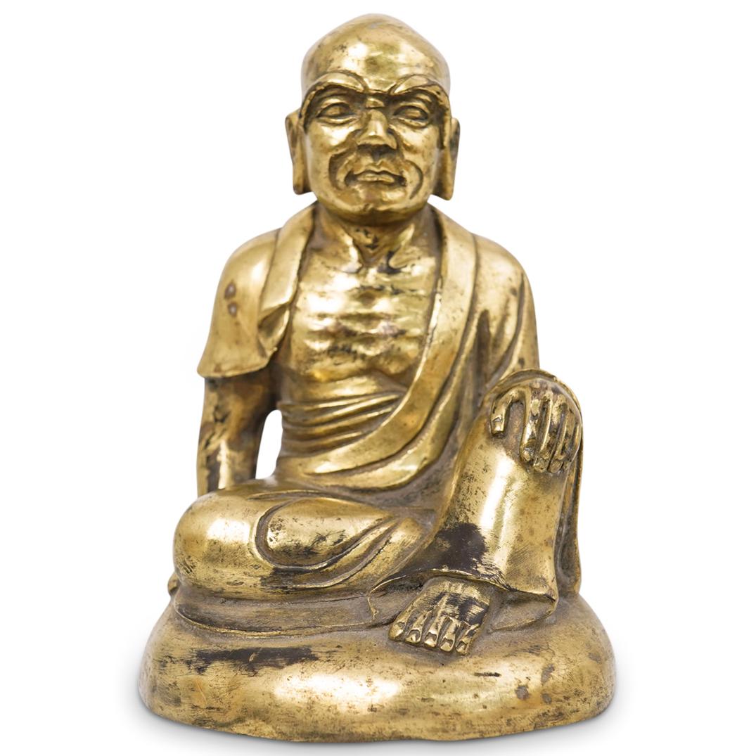 Antique Chinese Gilt Bronze Monk Figure (1 of 4)