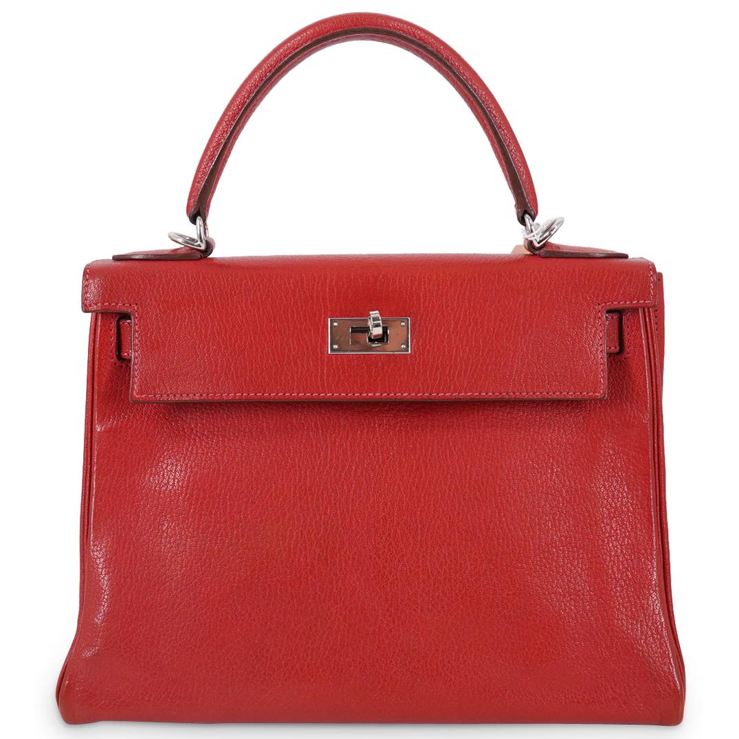 Hermes 25cm Rouge Vif Chevre Leather Kelly Bag (1 of 8)