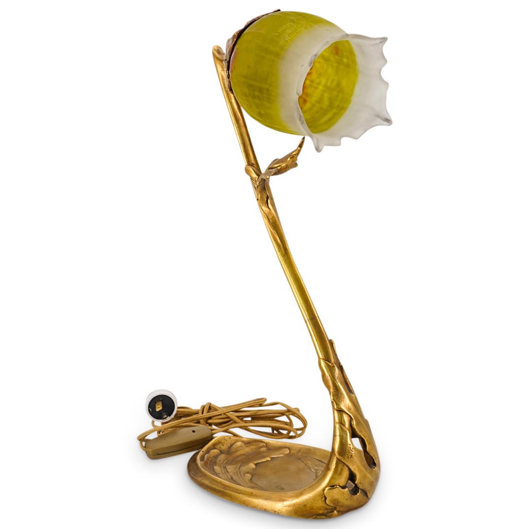 Daum Nancy Mottled Glass Shade & Gilt Bronze Lamp (1 of 10)