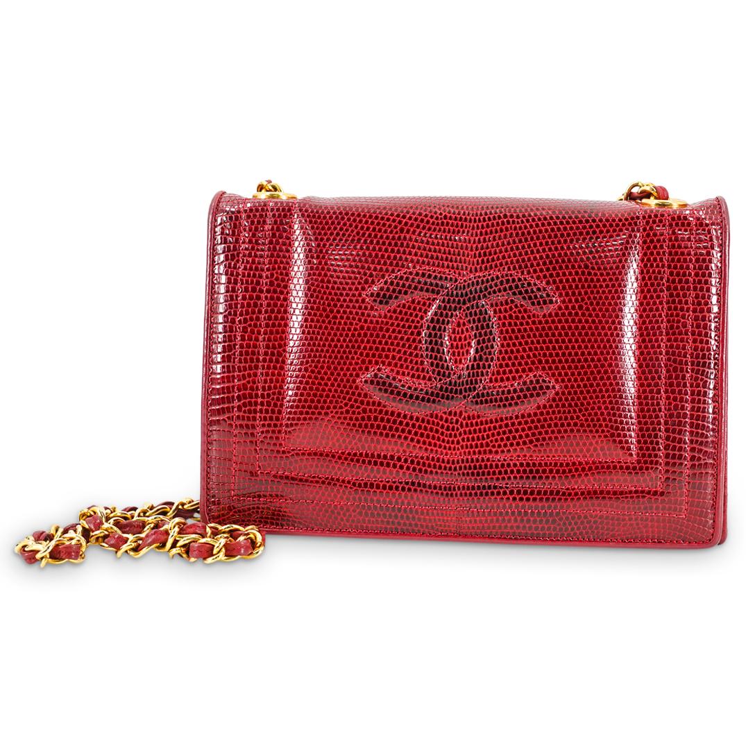 Chanel Red Lizard Shoulder Mini Flap Bag (1 of 10)