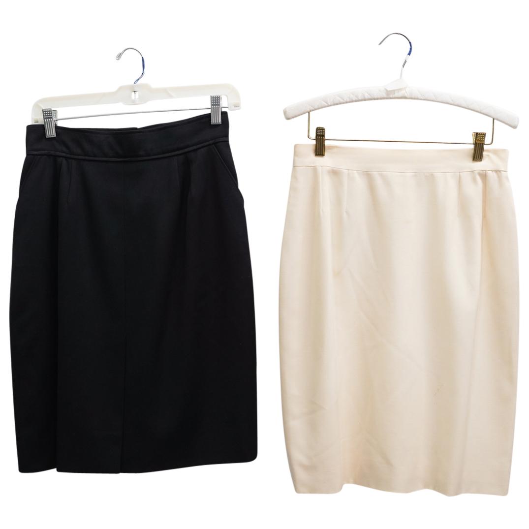 (2 Pc) Chanel Boutique Off White & Black Pencil Skirts (1 of 9)