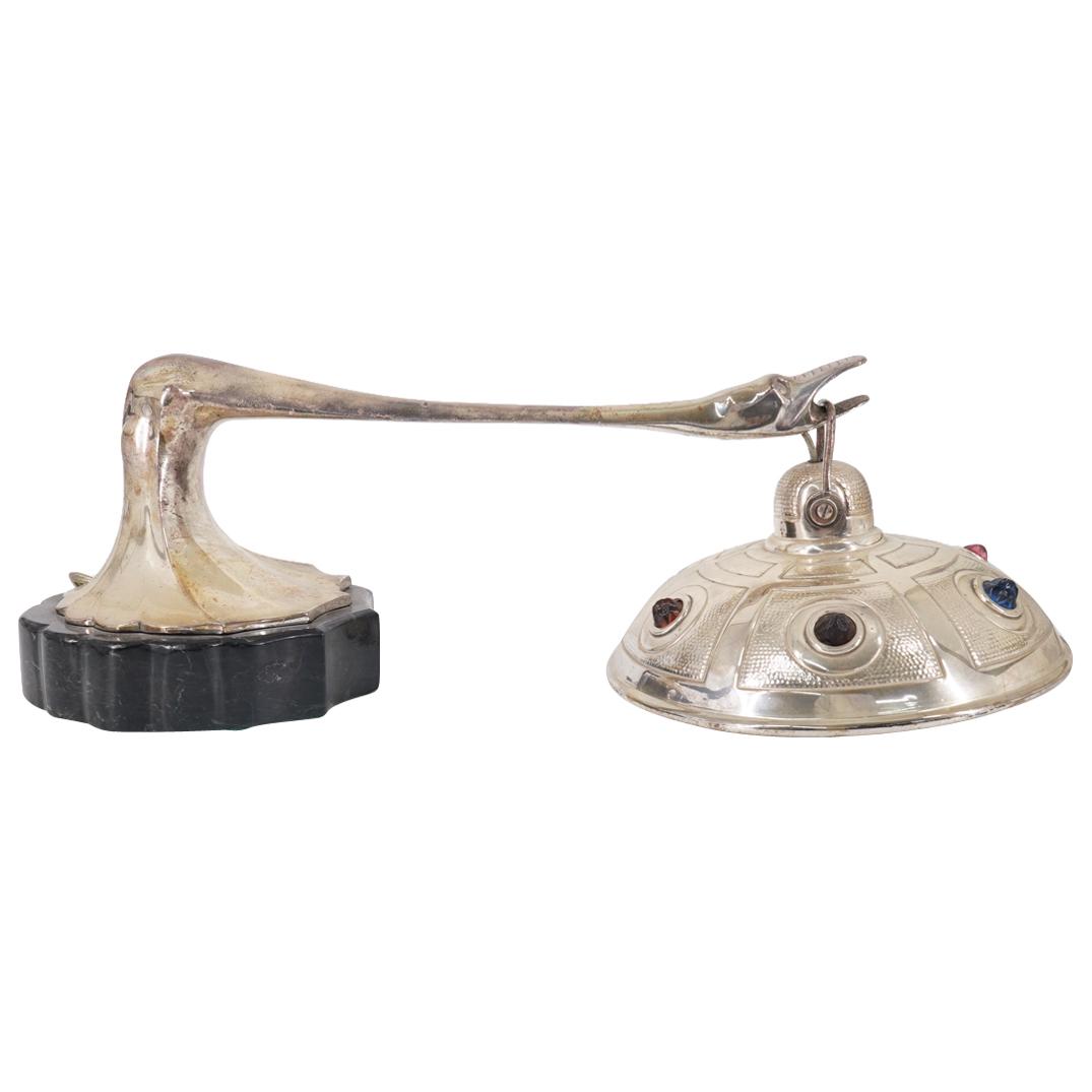 Attr. To Seltene Jugendstil-Klavierleuchte Silvered Art Nouveau Lamp (1 of 9)