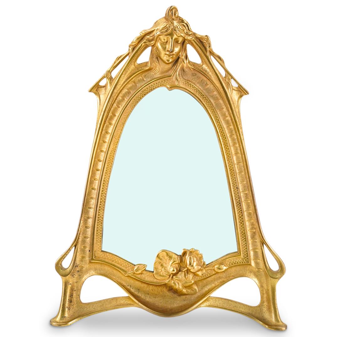 Art Nouveau Gilt Bronze Figural Table Mirror (1 of 7)