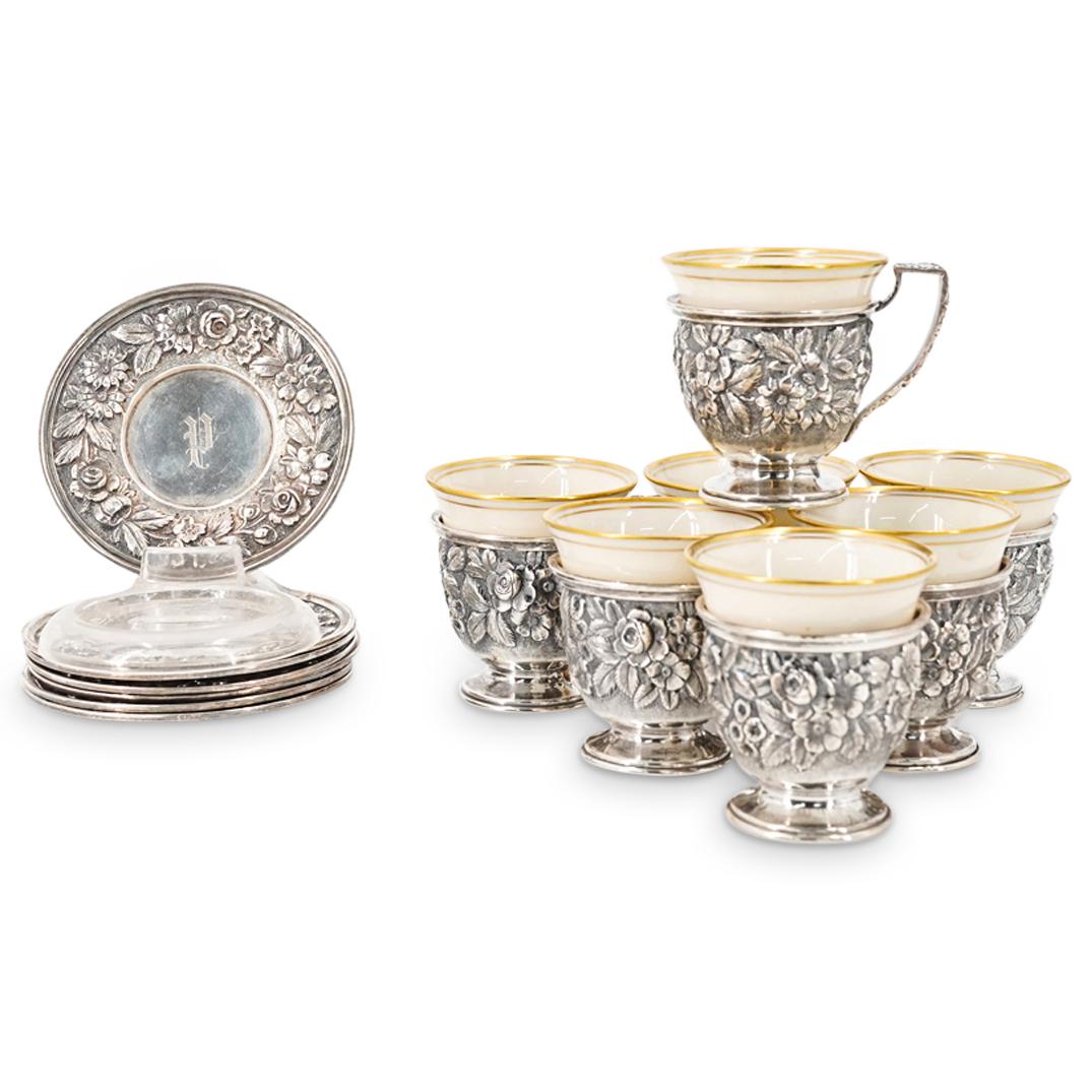 (21 Pc) Sterling & Porcelain Demitasse Cups & Saucers (1 of 11)