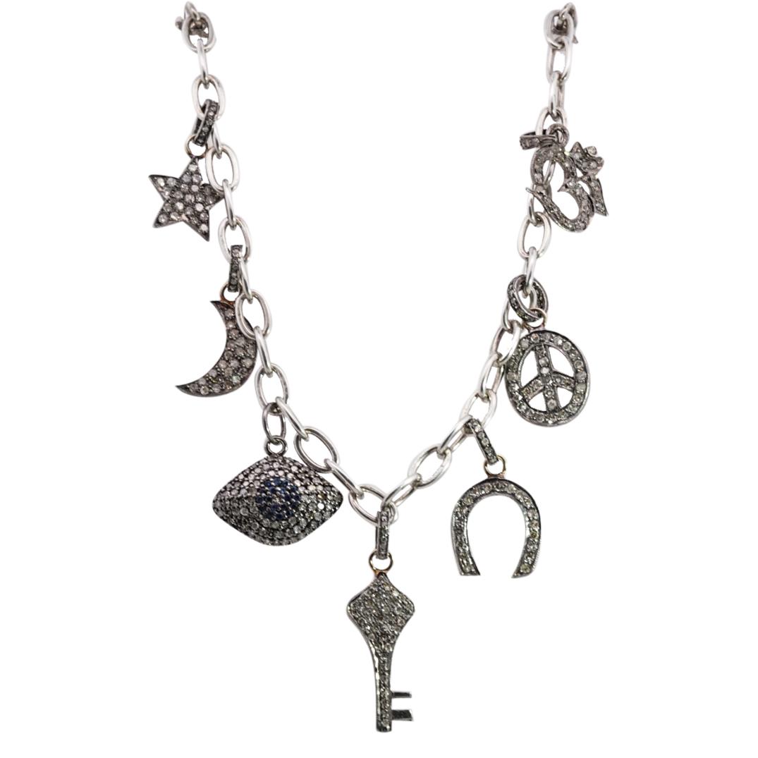 Sterling Silver and Diamond Charm Necklace (1 of 6)