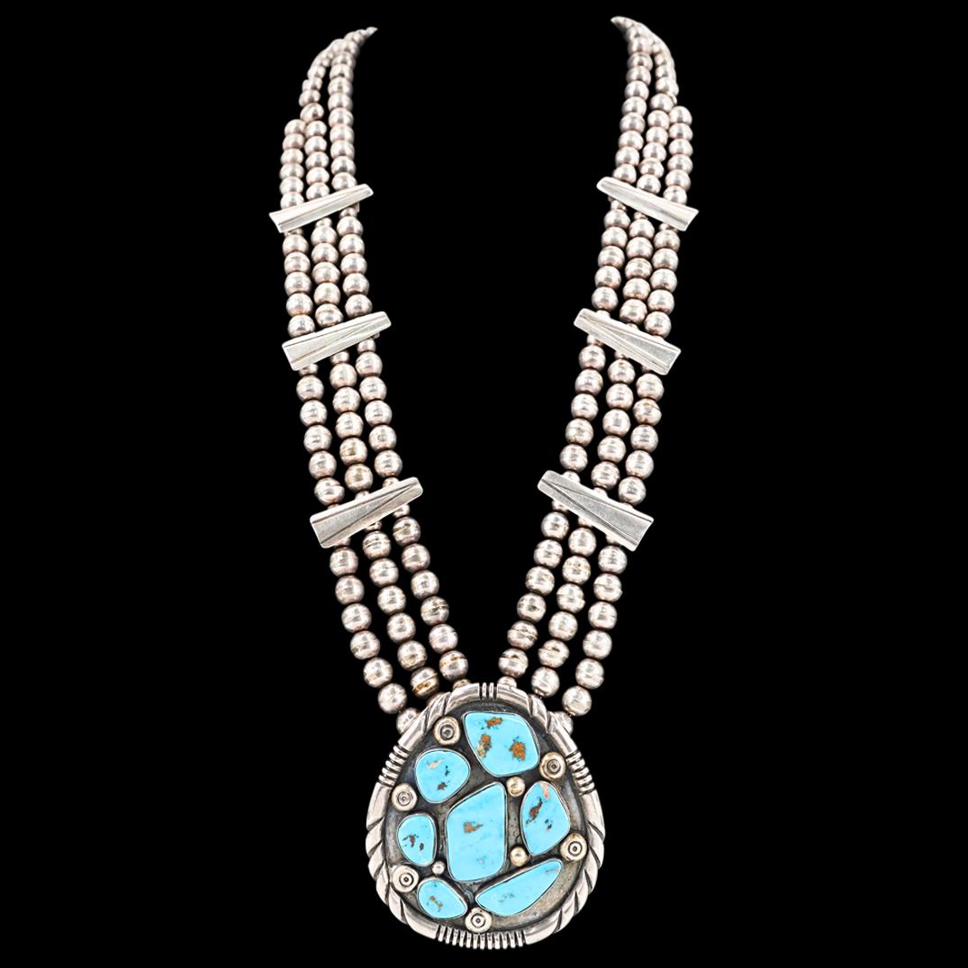 Tom Bahe Navajo Sterling Silver And Turquoise Necklace (1 of 7)