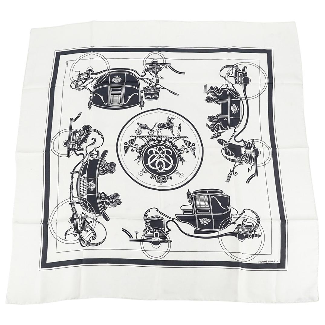 Hermes "Les Parfums" Monochrome Silk Scarf (1 of 5)
