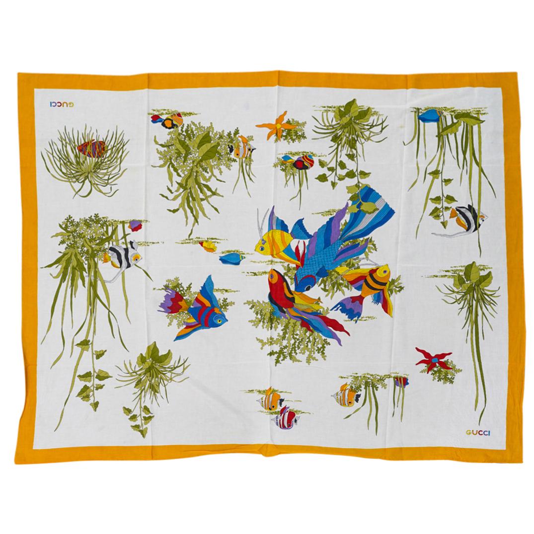 (2 Pc) Gucci Fish And Boat Cotton Designer Scarves (1 of 5)