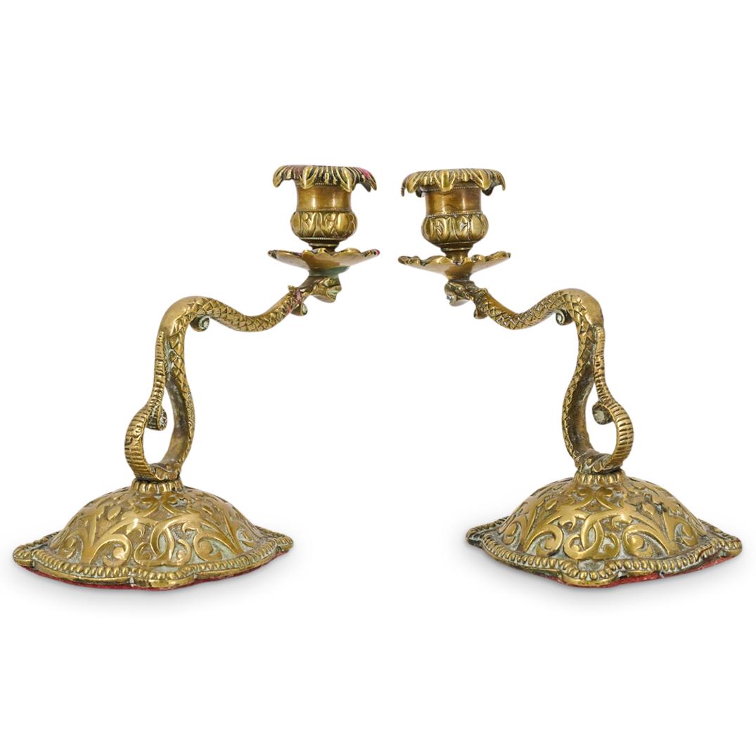 Pair of Antique Gilt Bronze Candlesticks (1 of 9)