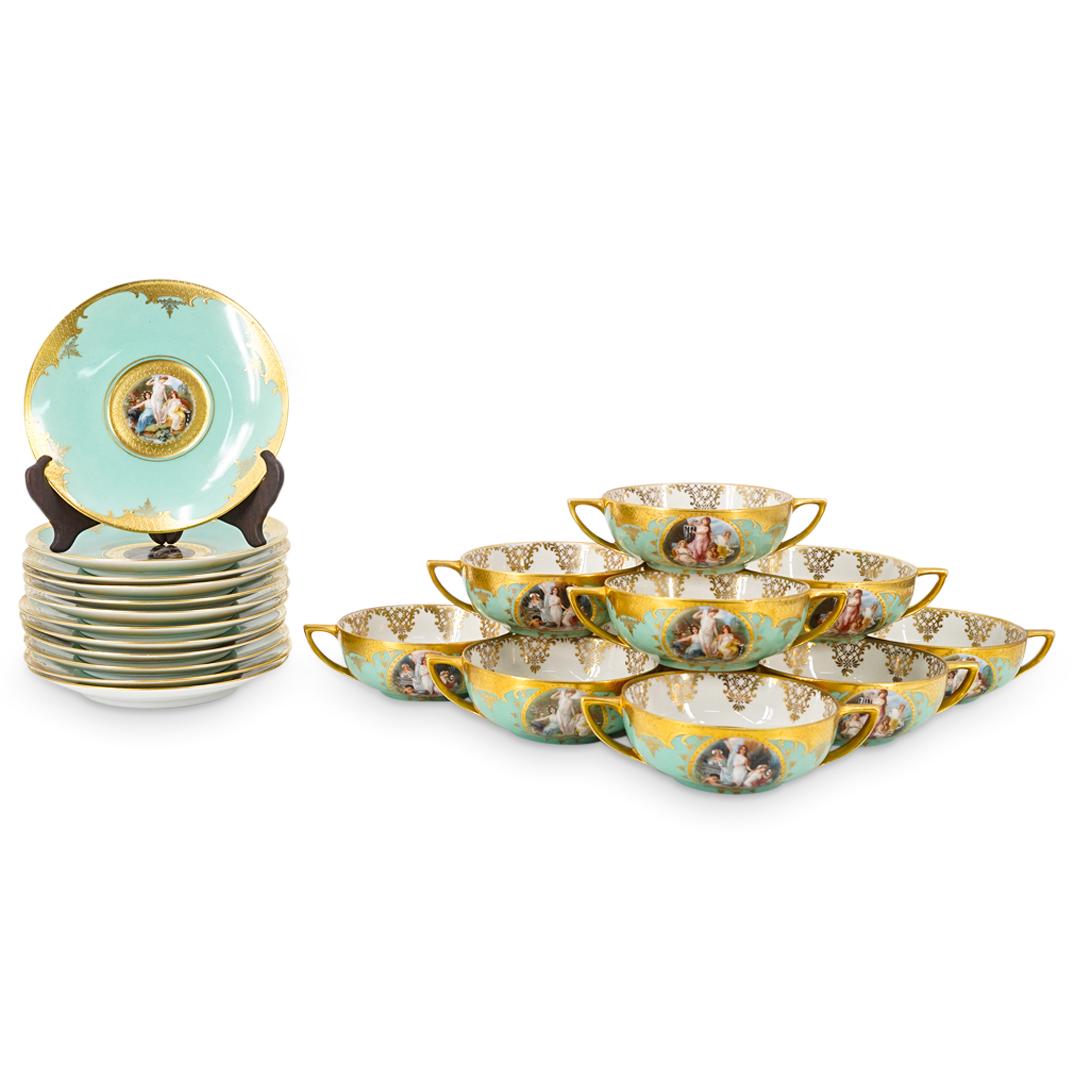 (24 Pc) Royal Vienna Double Handled Soup Bowl, Underplate Set (1 of 9)