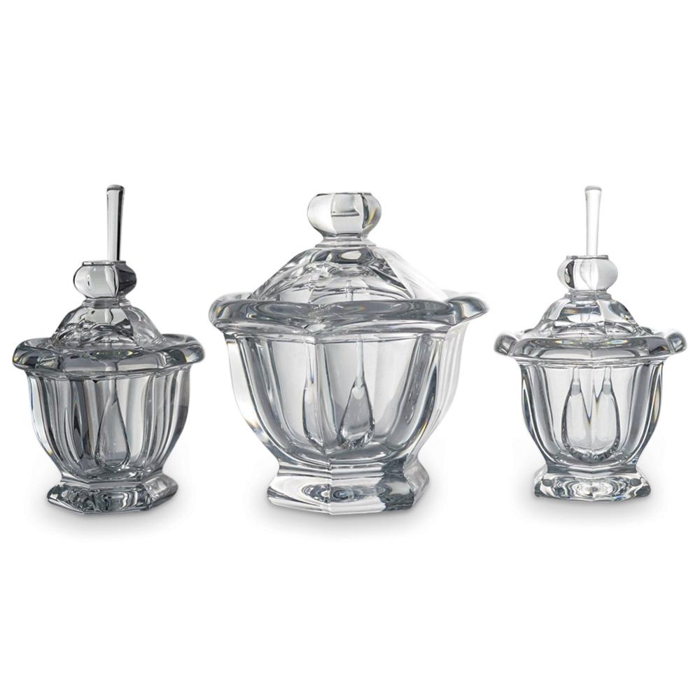 (3 Pc) Baccarat Crystal Glass Cellars W/ Spoons (1 of 11)