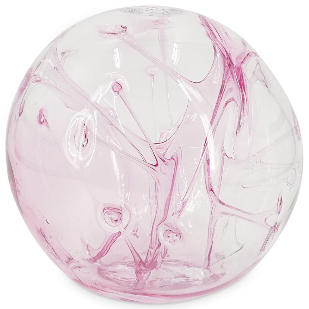 Peter Bramhall (American. 1942) Blown Art Glass Modernist Sculpture: DESCRIPTION: Peter Bramhall Blown Art Glass Modernist Sculpture. Modernist form hand blown glass sculpture by artist Paedra (formerly Peter) Bramhall (American, b. 1942). Signed Peter Bramhall on the