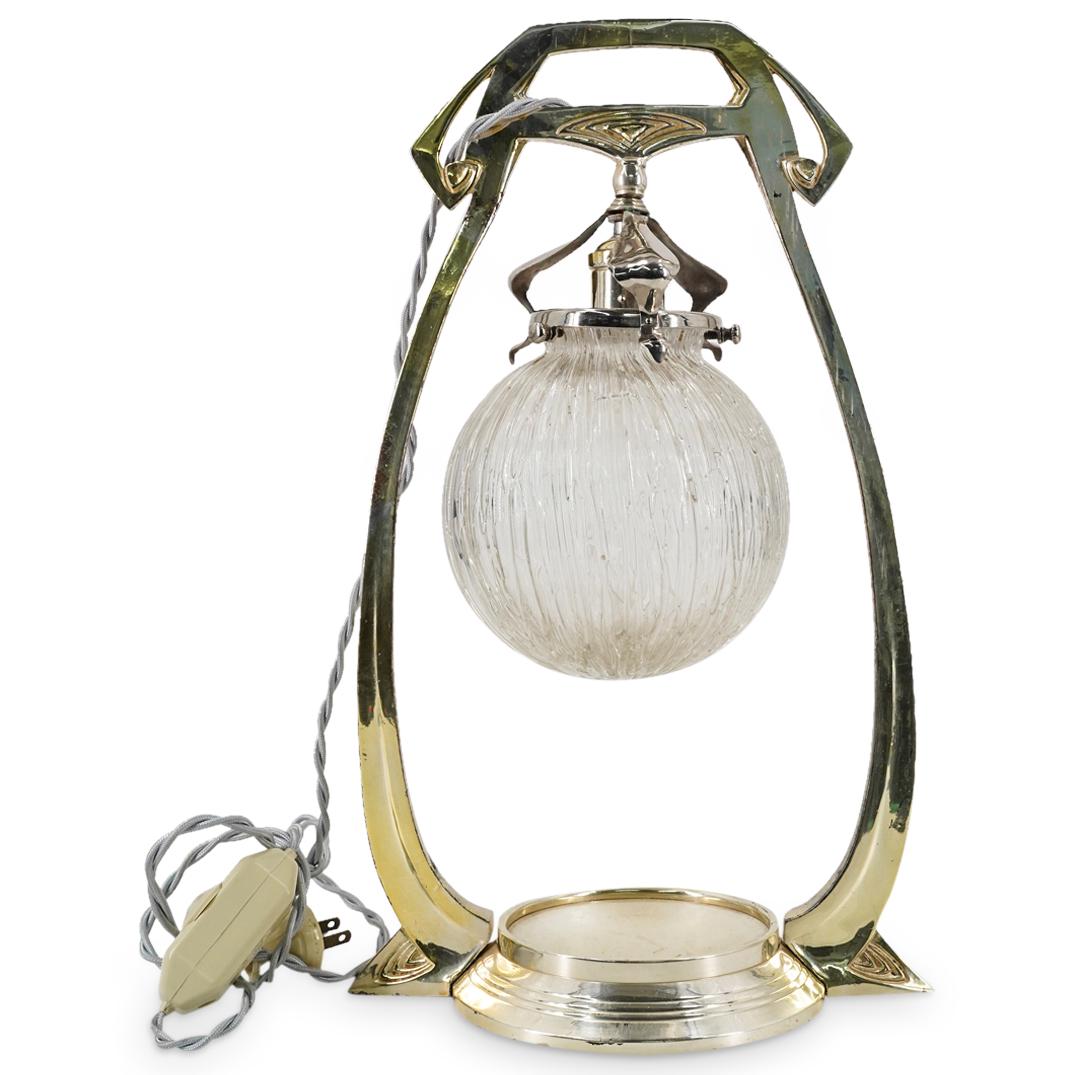 Art Nouveau Silvered Bronze Table Lamp (1 of 8)